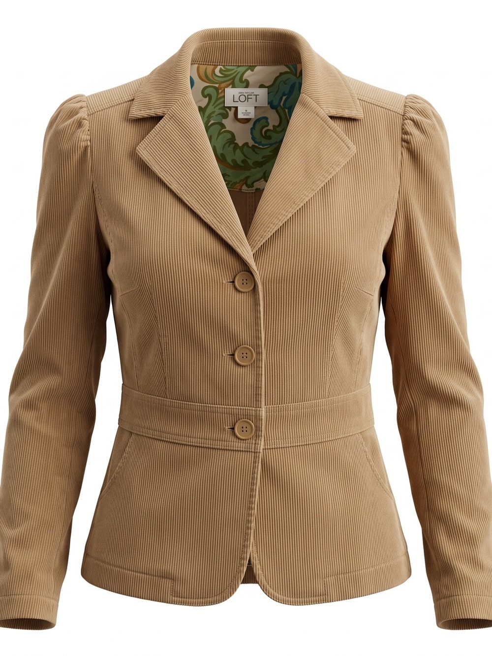 LOFT Tan Corduroy Tailored Blazer